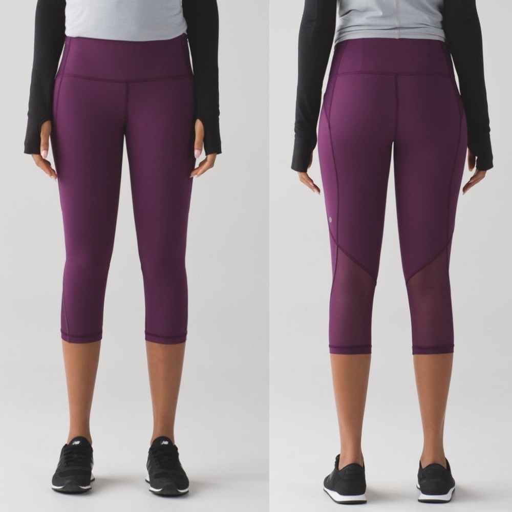 Lululemon Free Runner Crop. Size 6. EUC. In Plum.